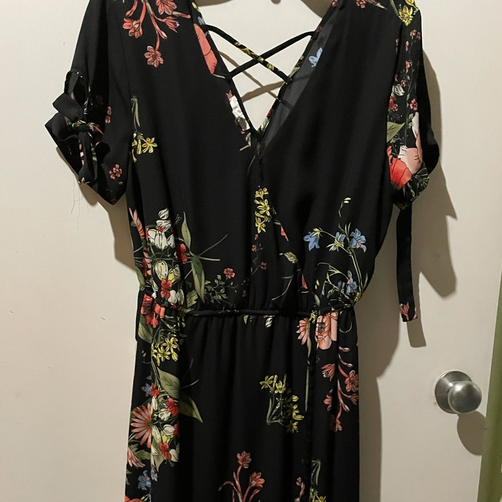 2/$20 Maurices black floral maxi dress